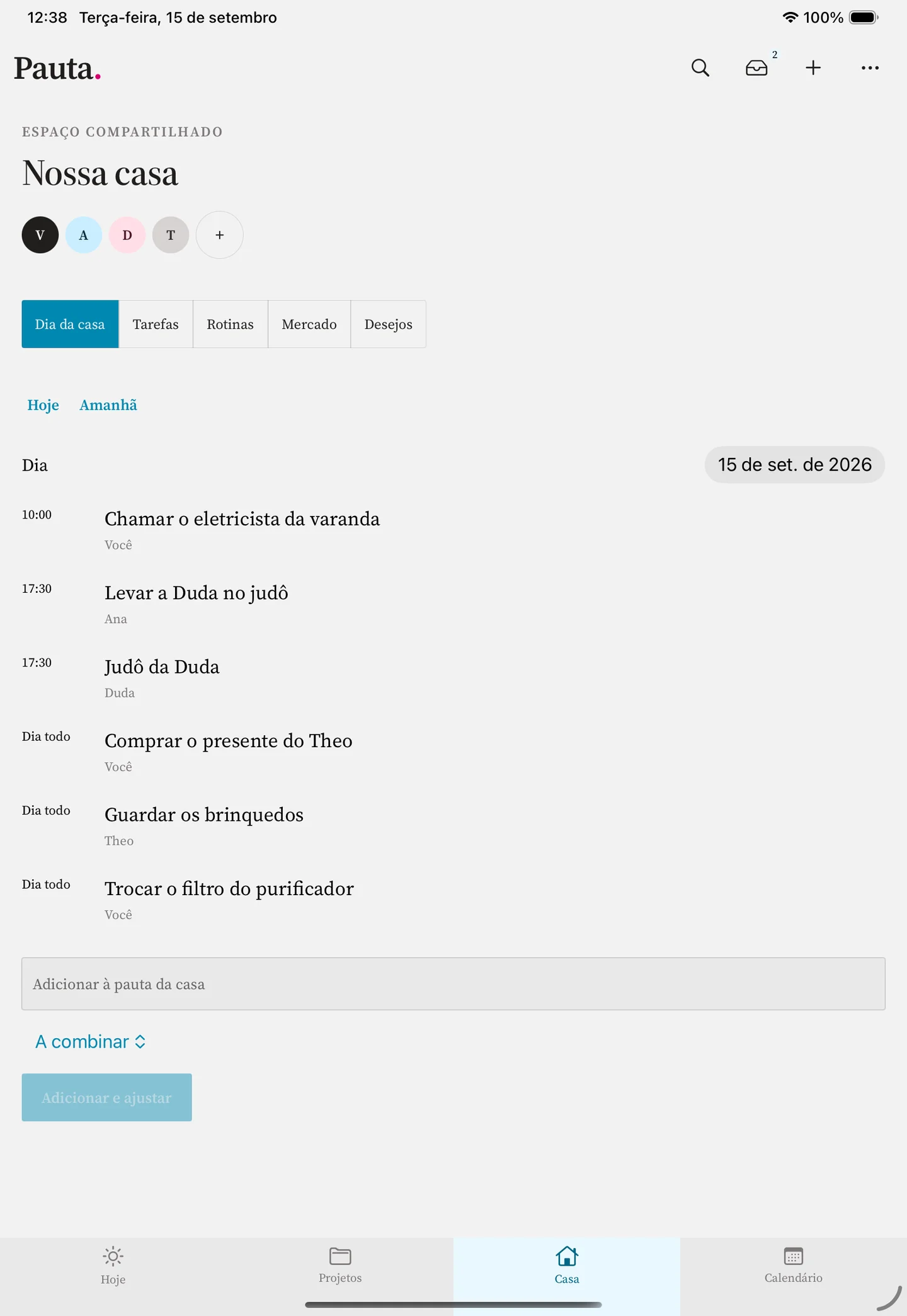 Pauta — Workspace on iPad
