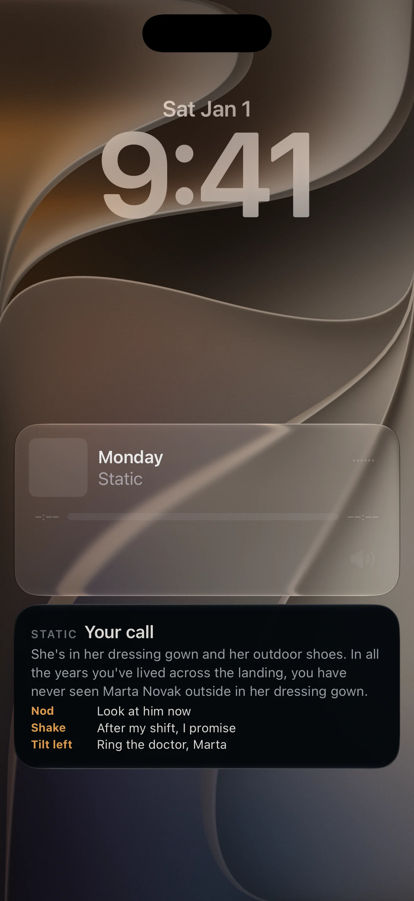 Static — The story and its choices on the Lock Screen